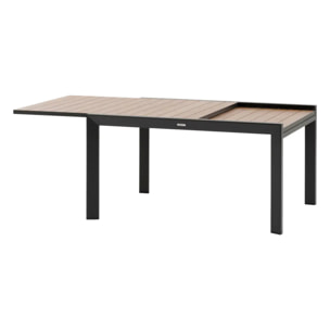 Table de jardin extensible coulissante "Évasion" effet bois honey & graphite 10 places lates en aluminium