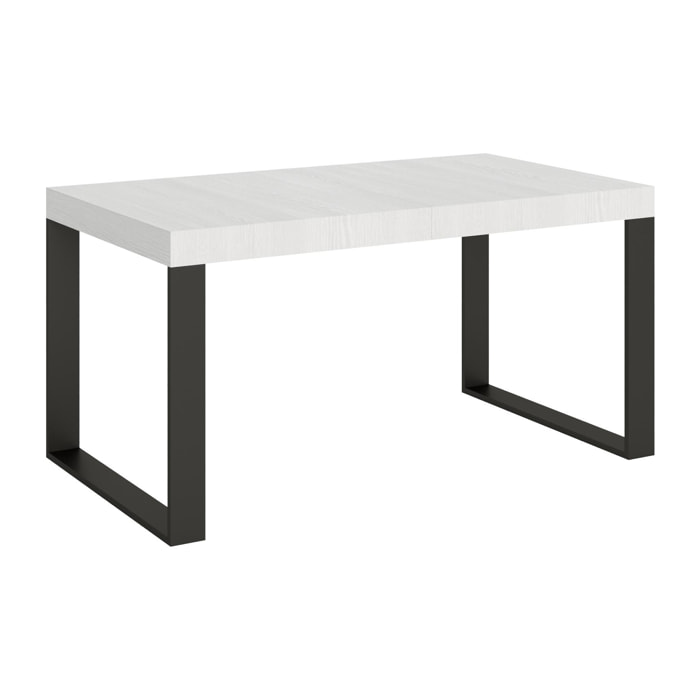 Table extensible 90x160/420 cm Tecno Frêne Blanc cadre Anthracite