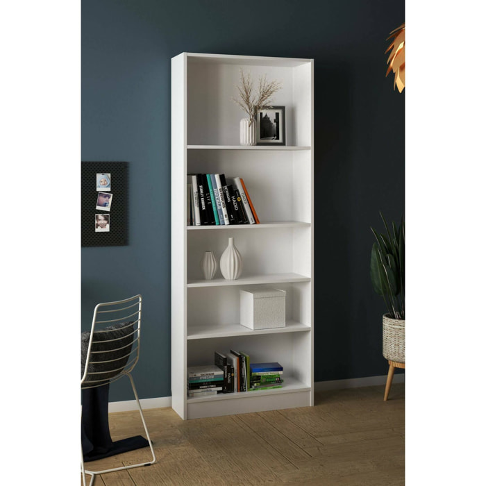 Libreria Abelarda, Scaffale da ufficio, Mobile portalibri, Biblioteca, 79x27 h203 cm, Bianco