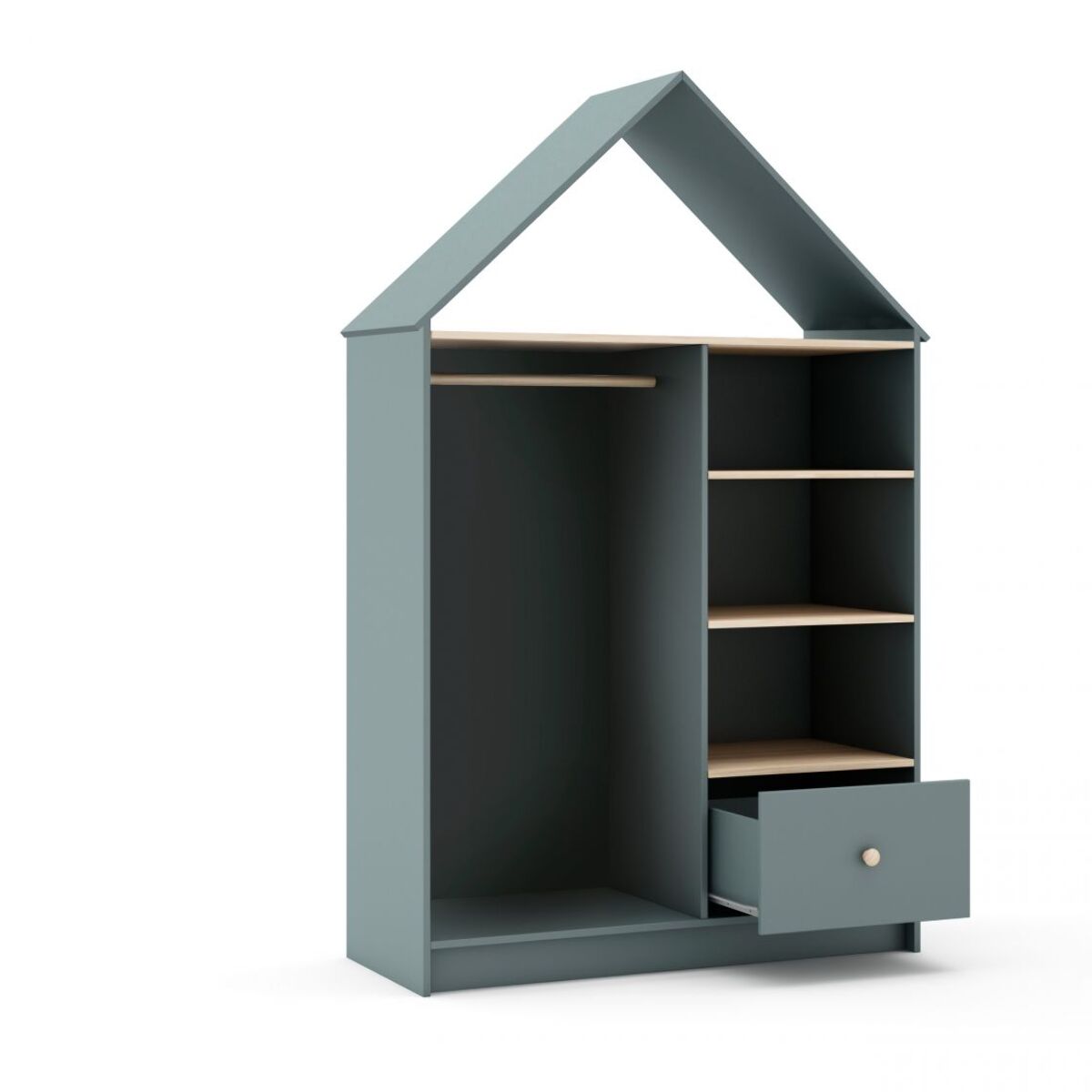 Armario vestidor juvenil Misty Cloud Verde Salvia - Oak Soft