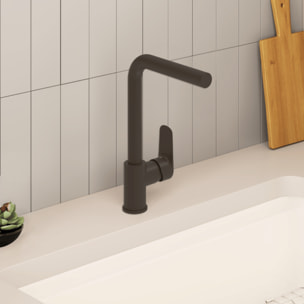 Robinet de cuisine bec haut Flow Square noir mat