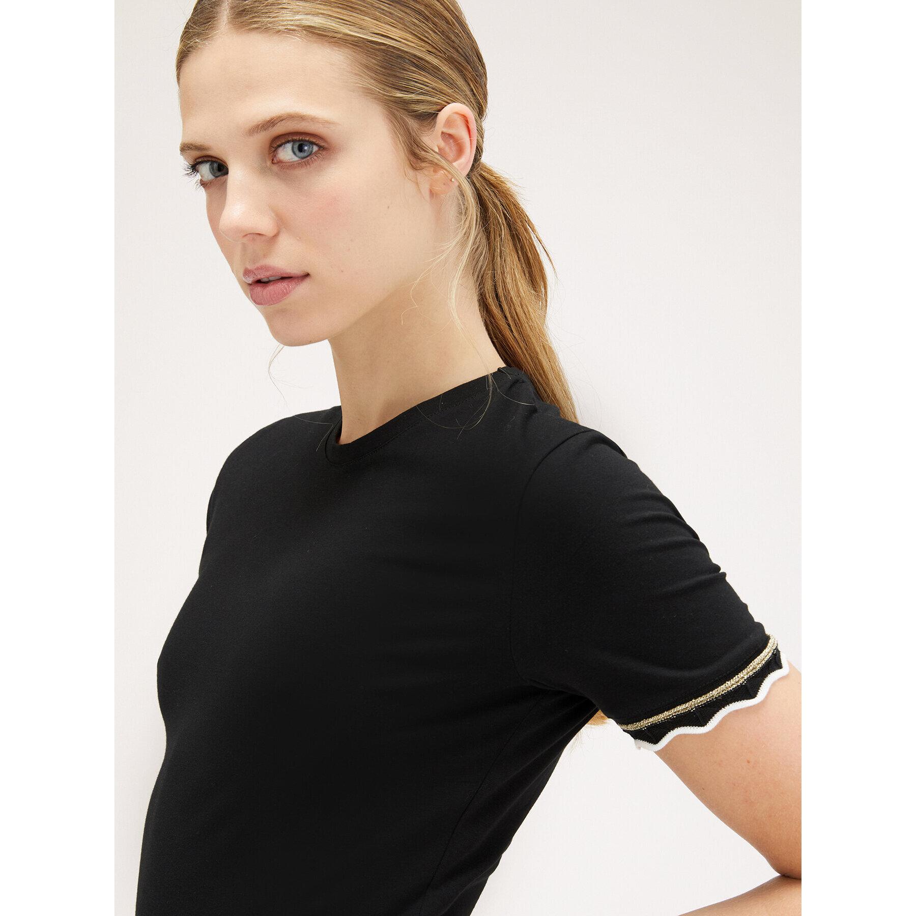 Motivi - Camiseta con bordes de punto - Negro