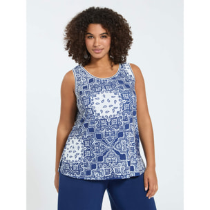 Fiorella Rubino - Top in jersey con stampa bandana - Blu
