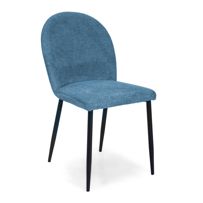 Sedia Mary Vacchetti in tessuto blu ottanio con struttura nera cm44,5x57,5h82,5