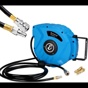 Avvolgitubo Aria Compressa Tubo Professionale Attacco 1/4" Fissaggio Parete Muro Sistema Blocco Automatico Riavvolgitore Pressione 24 Bar 10 + 1 Mt