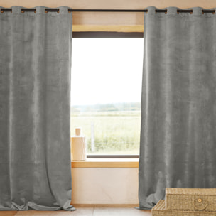 Rideau Ignifugé  M1 en velours premium - Gris