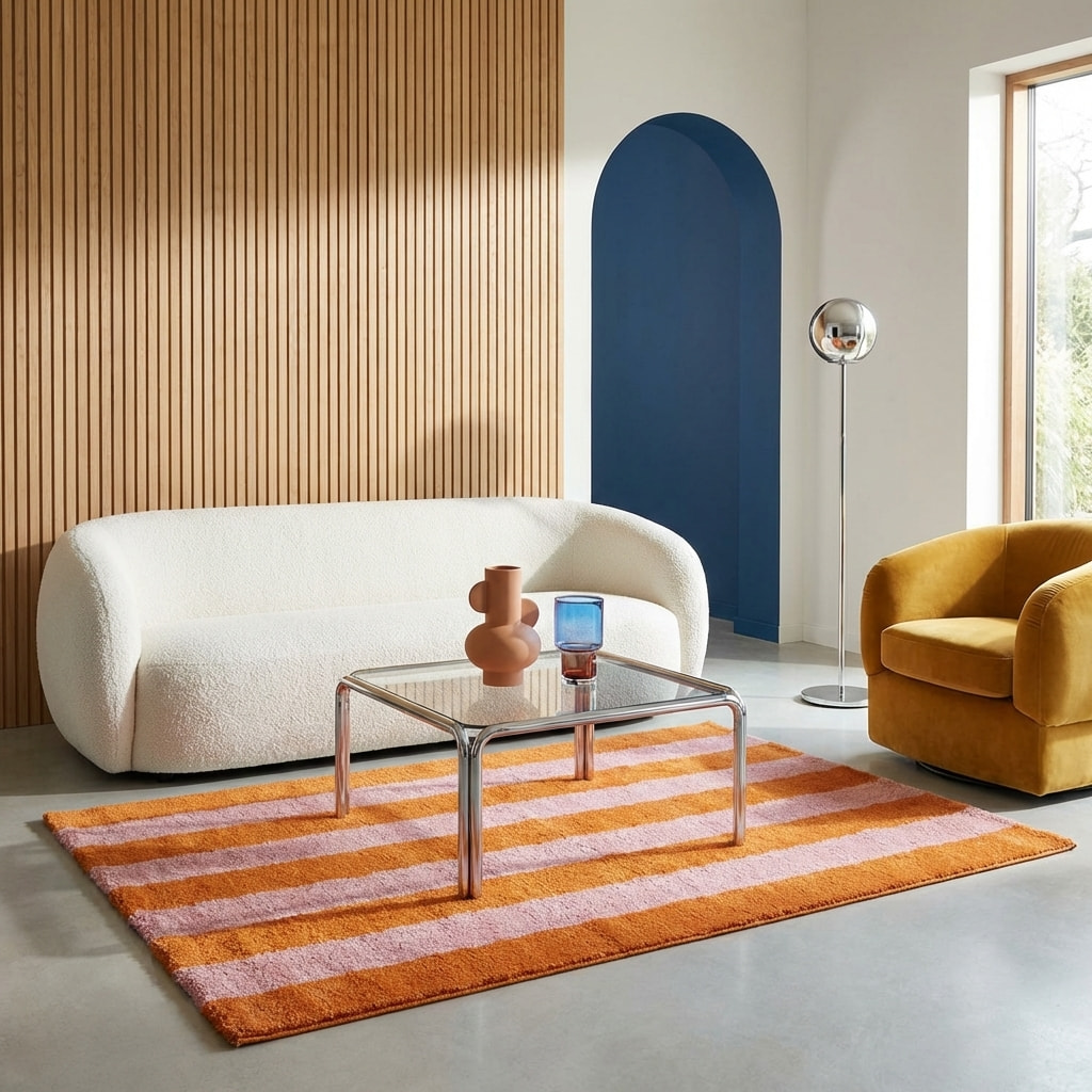 Tapis intérieur rayures orange et rose PABLO