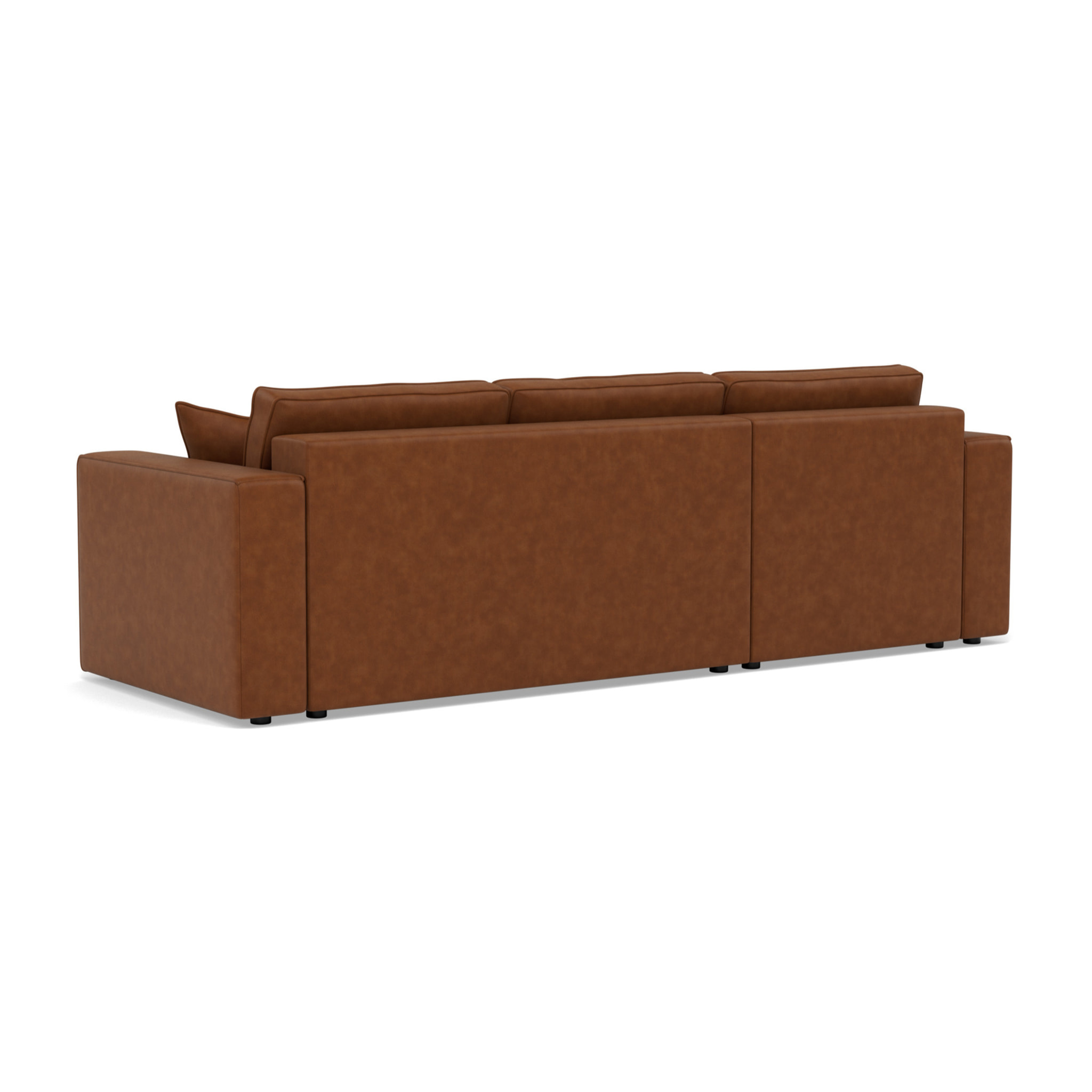 Topaze - canapé d'angle réversible 4 places convertible avec coffre en simili - Cognac