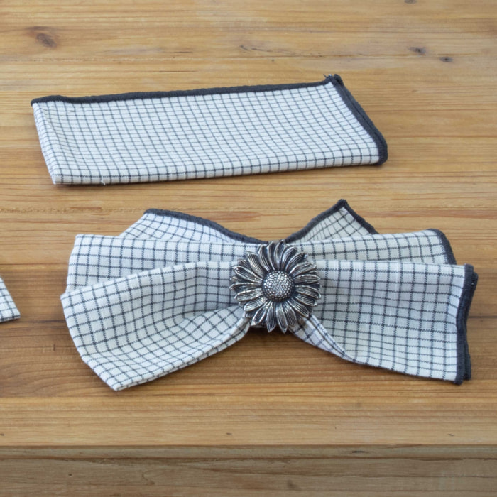 Serviette de table à carreaux en coton - Kaki