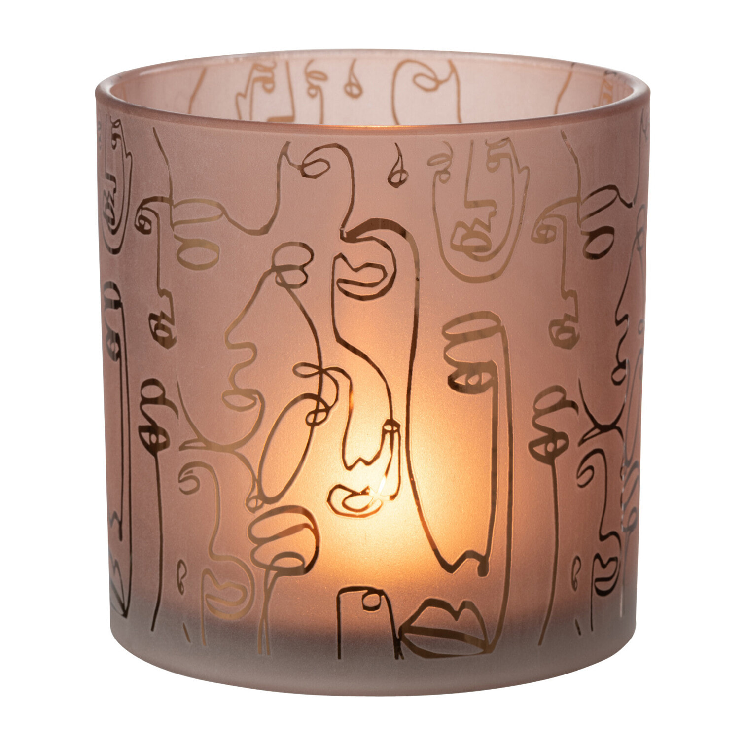 J-Line photophore Happy Faces Verre - terracotta - large