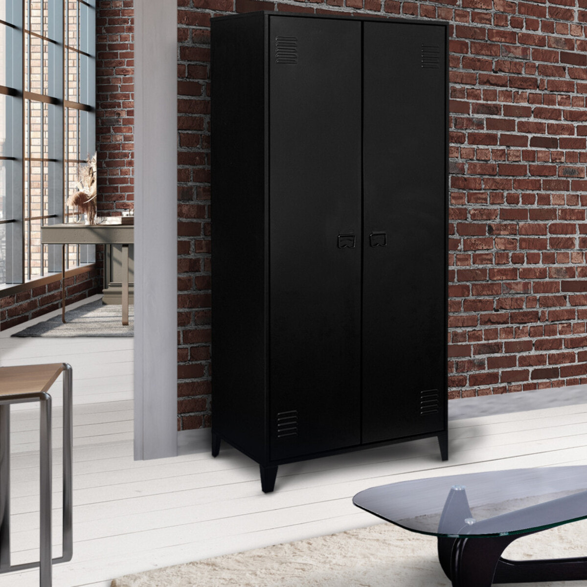 Armoire vestiaire 2 portes Storen en métal noir