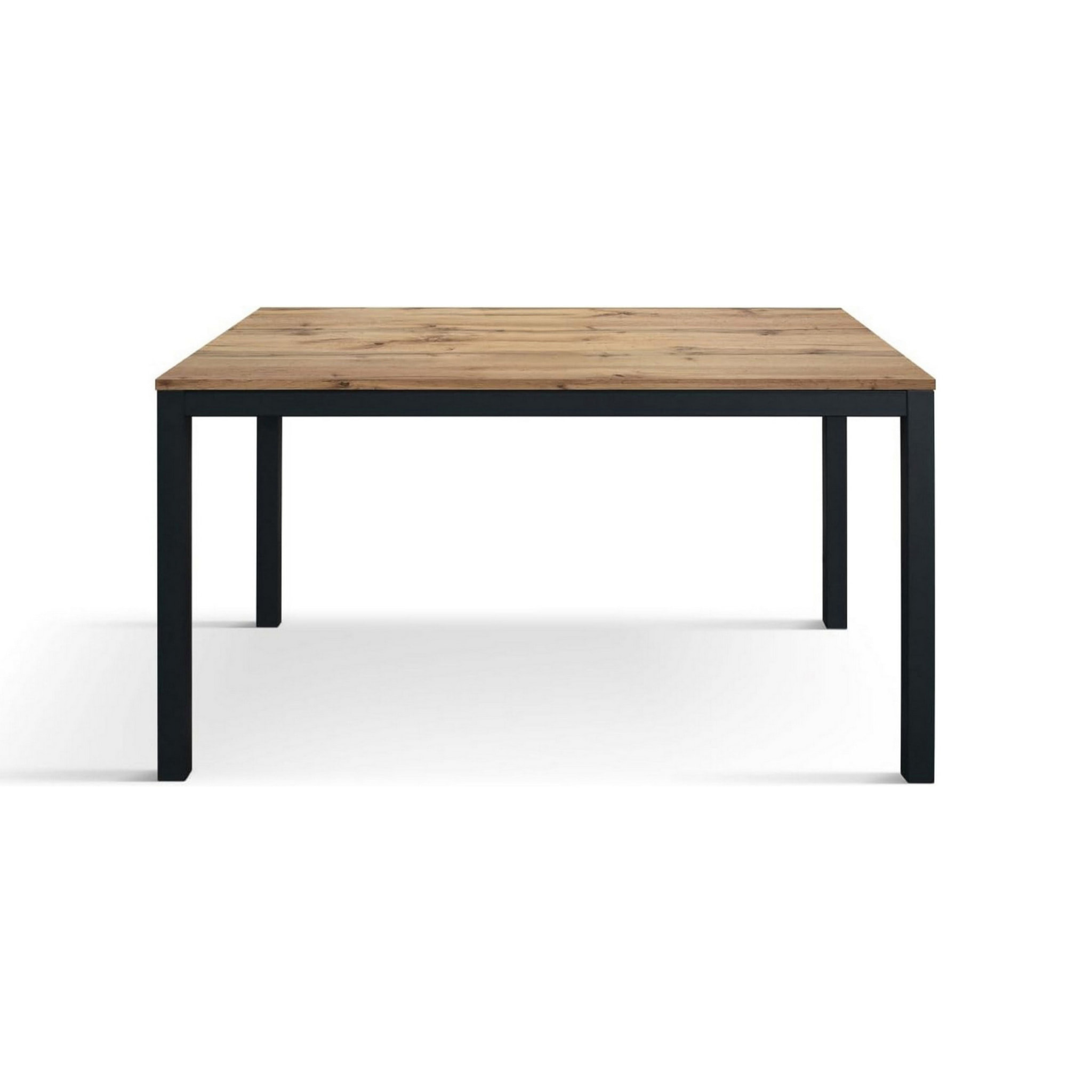 Tavolo TROPEA in legno, finitura rovere rustico e base in metallo verniciato antracite, allungabile 120x80 cm - 170x80 cm