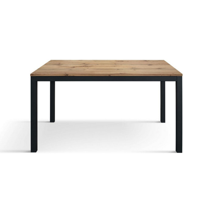 Tavolo TROPEA in legno, finitura rovere rustico e base in metallo verniciato antracite, allungabile 120x80 cm - 170x80 cm