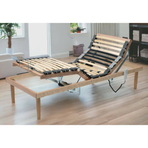 Rete letto singolo Arby, Rete a doghe in legno con motore, 100% Made in Italy, Rete ortopedica reclinabile motorizzata, Cm 80x190h 34