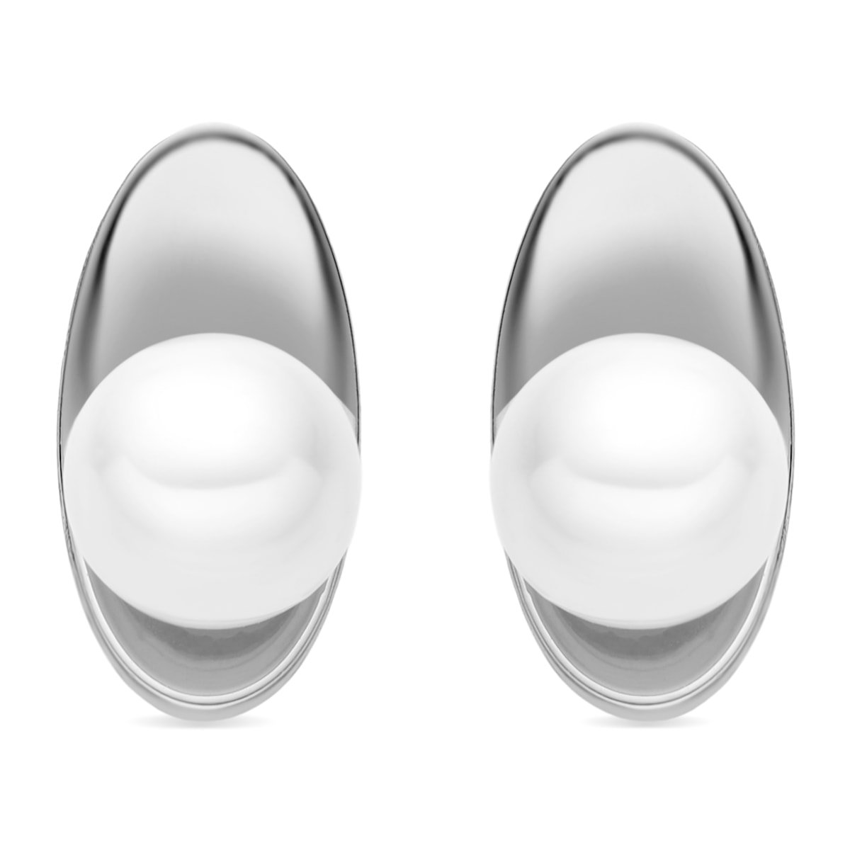Pendientes con Perla Blanca acabado plata