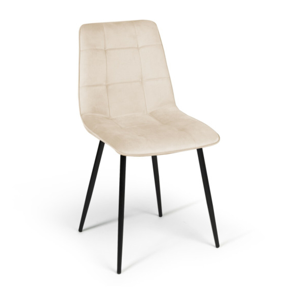 Chaises Linda en velours et pieds métal noirs - Crème