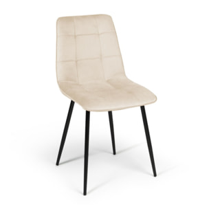Chaises Linda en velours et pieds métal noirs - Crème