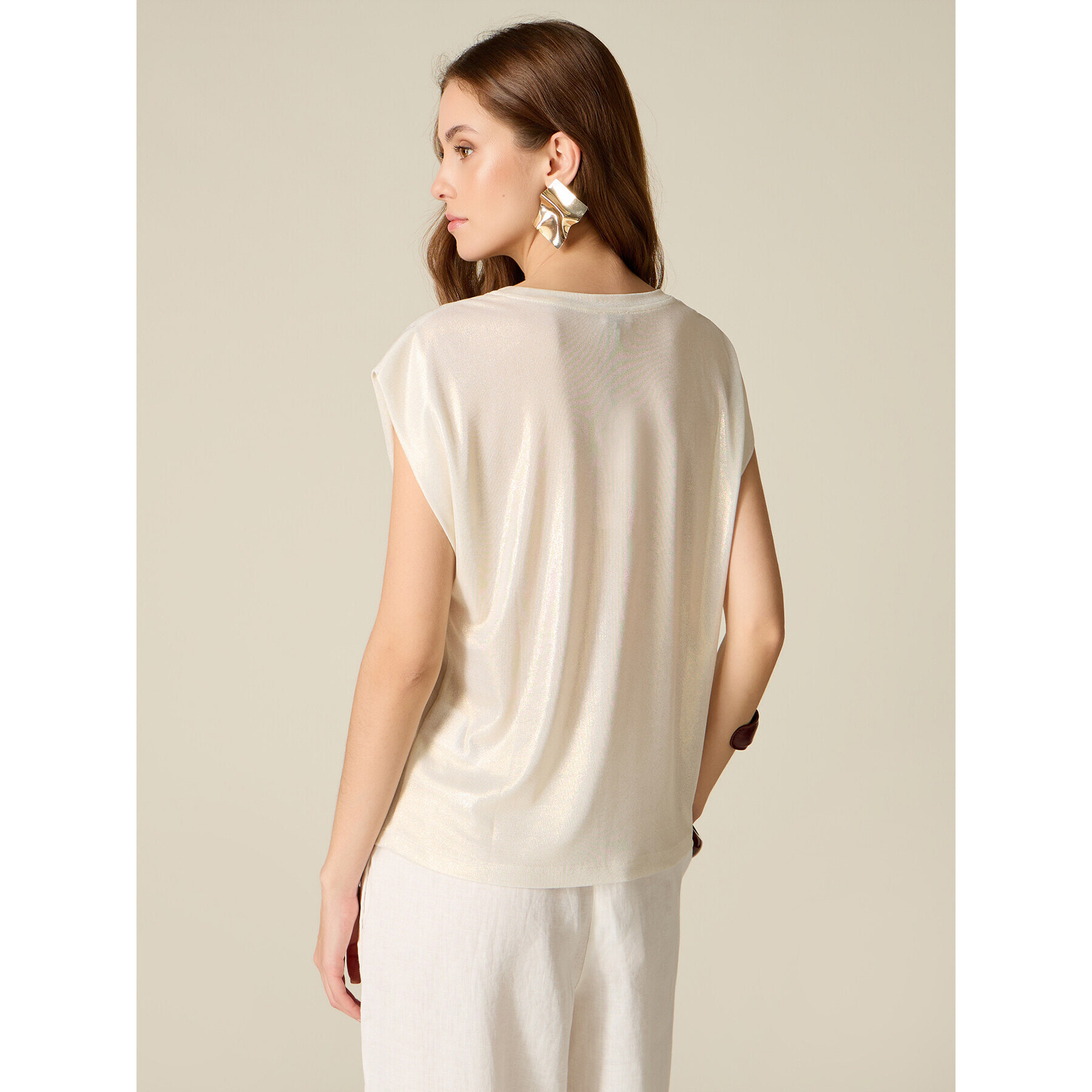 Oltre - Camiseta efecto metalizado - Blanco