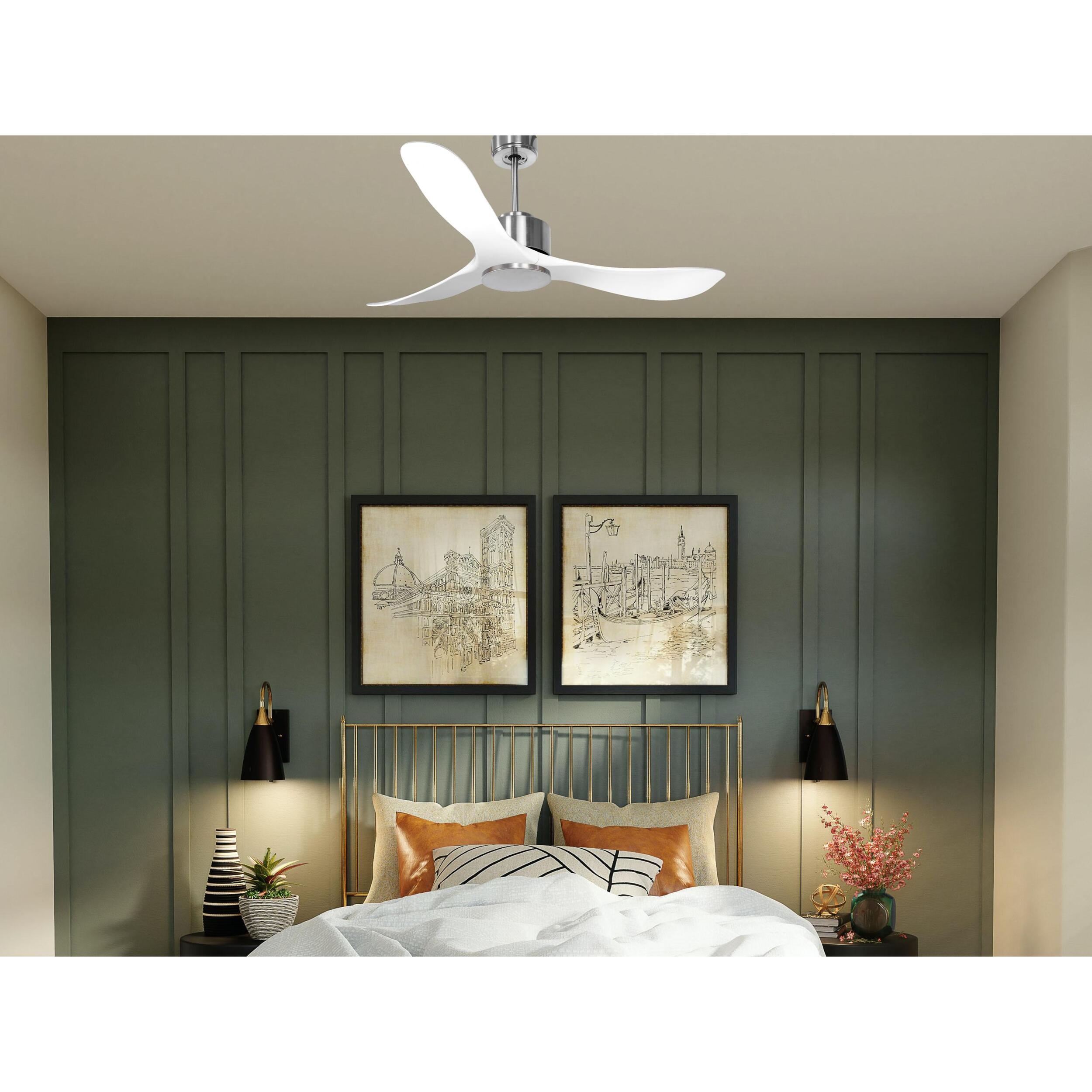 Ventilateur de plafond Wifi Moteur à courant continu Télécommande Hypersilence Mémoire Shopify Vendible (AUTOMATIQUE) 40   W argent