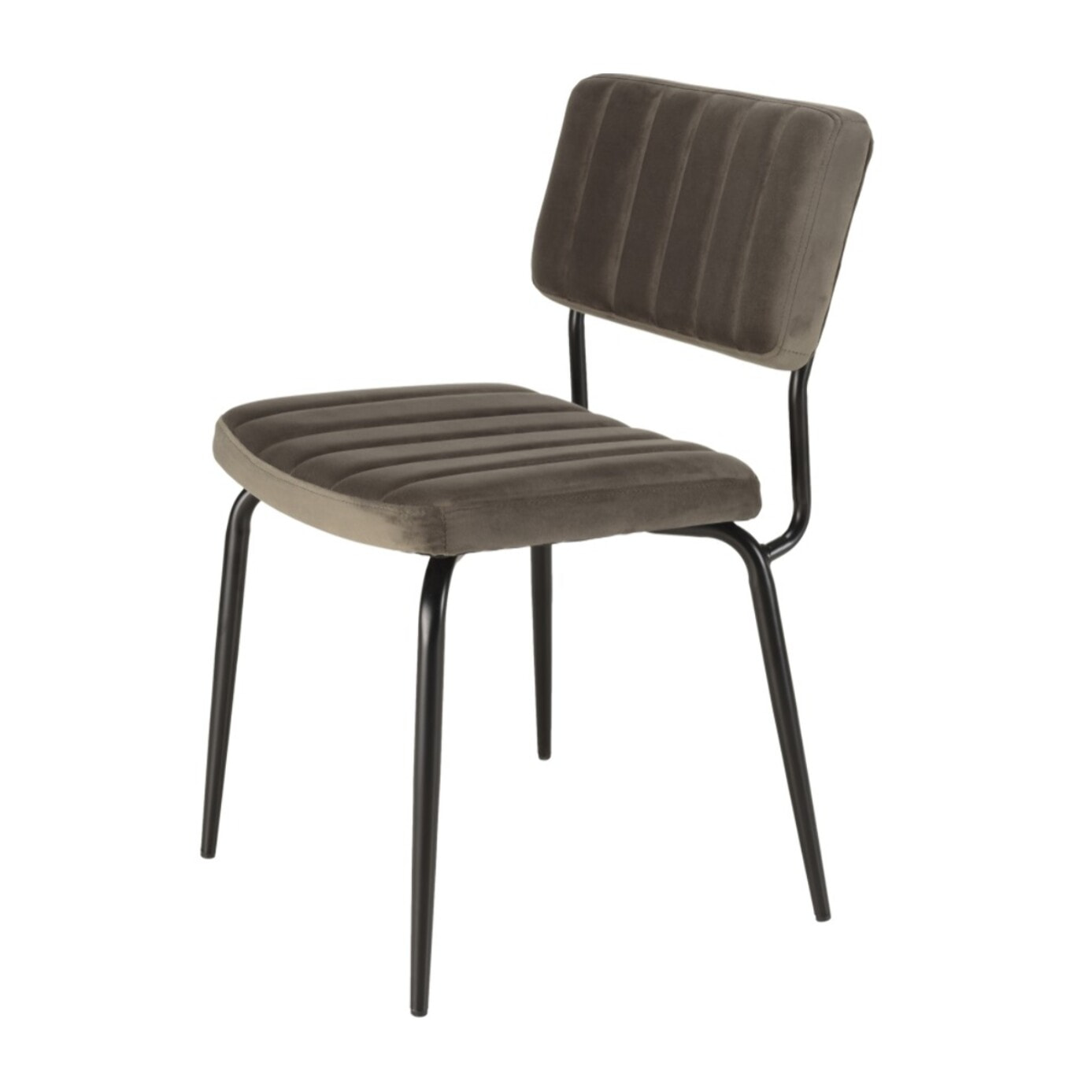 AGATHE - Lot de 2 chaises velours gris foncé pieds en métal noir