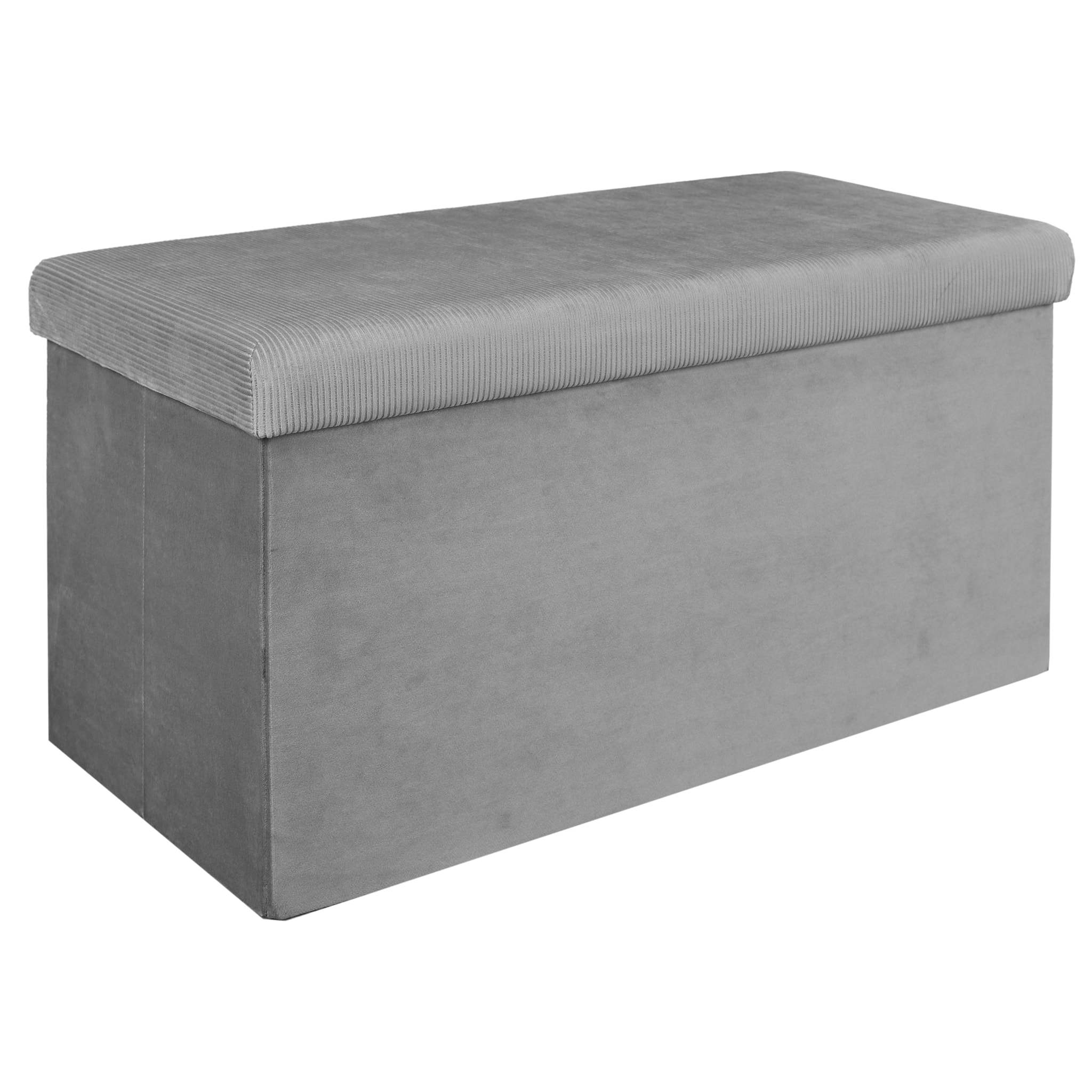 Coffre Banc Pliable Velours Cotele Giulia Gris