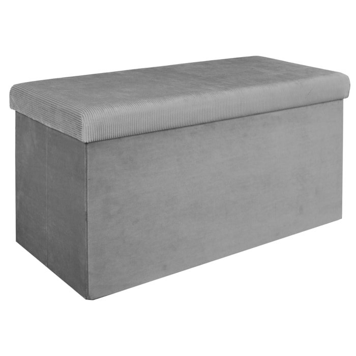 Coffre Banc Pliable Velours Cotele Giulia Gris