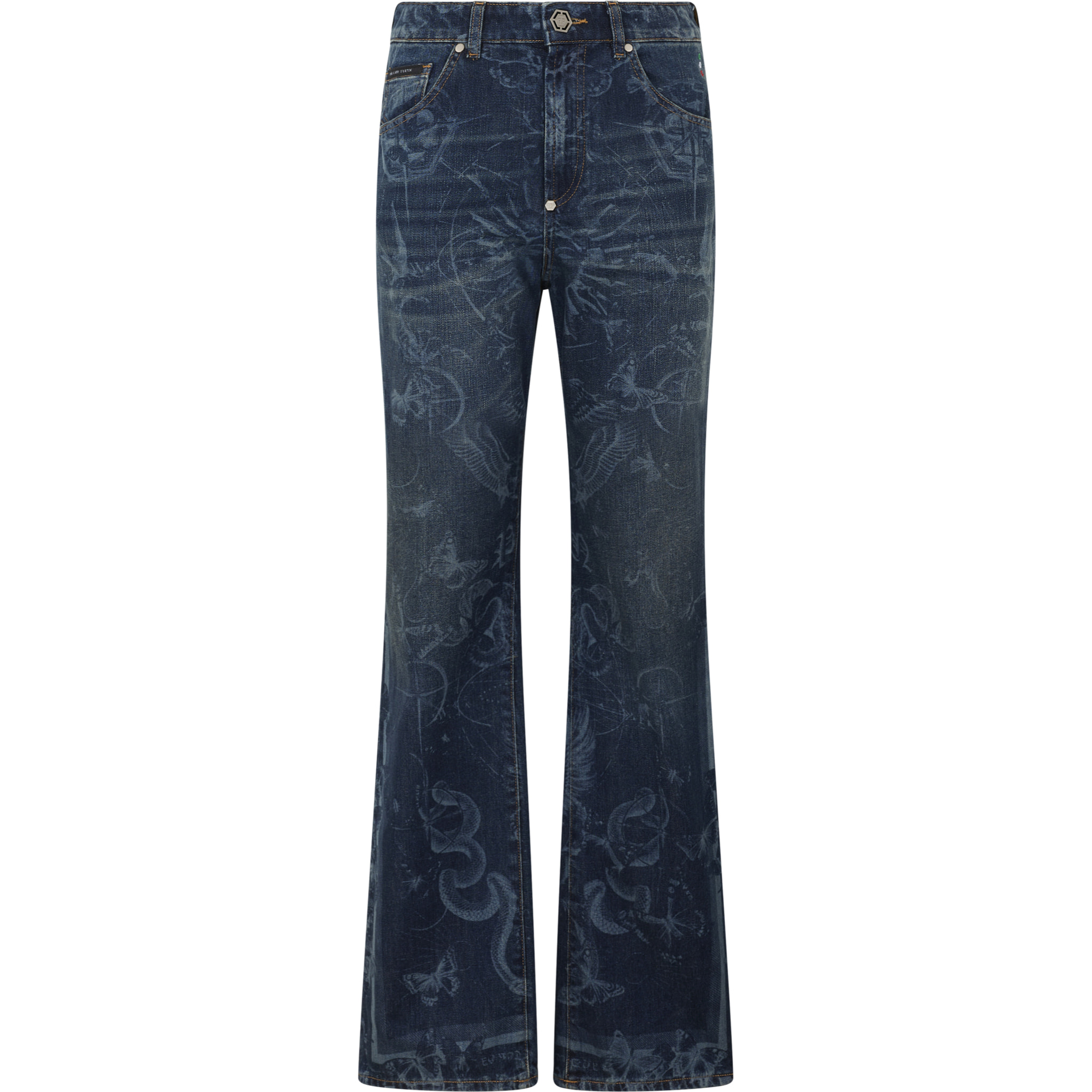 PHILIPP PLEIN Straight Cut Jeans Butterfly Tattoo