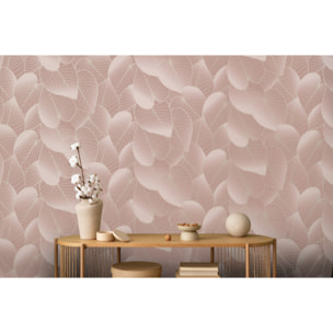 Papier peint feuilles tropicales rose poudré