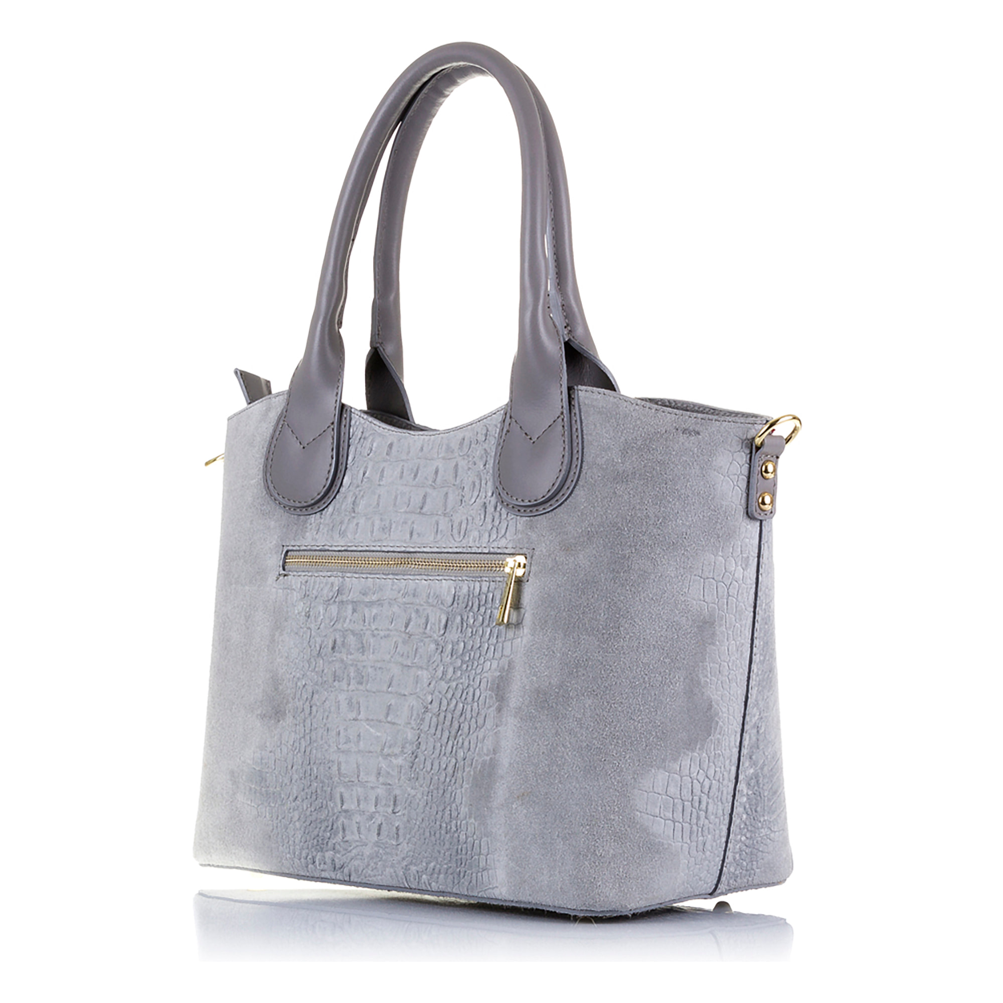 Vercurago Borsa tote Donna.Pelle autentica Camoscio Inciso Coccodrillo Ruga