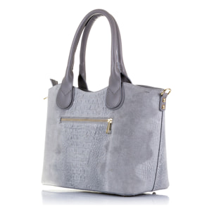 Vercurago Borsa tote Donna.Pelle autentica Camoscio Inciso Coccodrillo Ruga