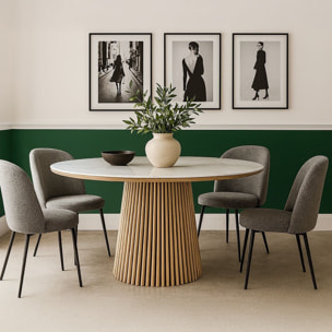 Table à manger ronde en céramique bicolore 6 places - ADA