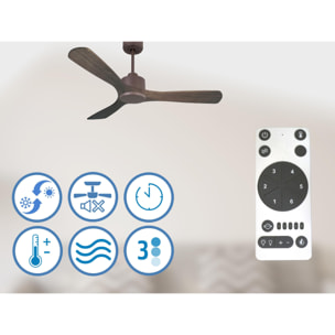 Ventilateur de plafond Réversible  Thermostat Wifi Moteur à courant continu Toits en pente Télécommande Hypersilence Mémoire