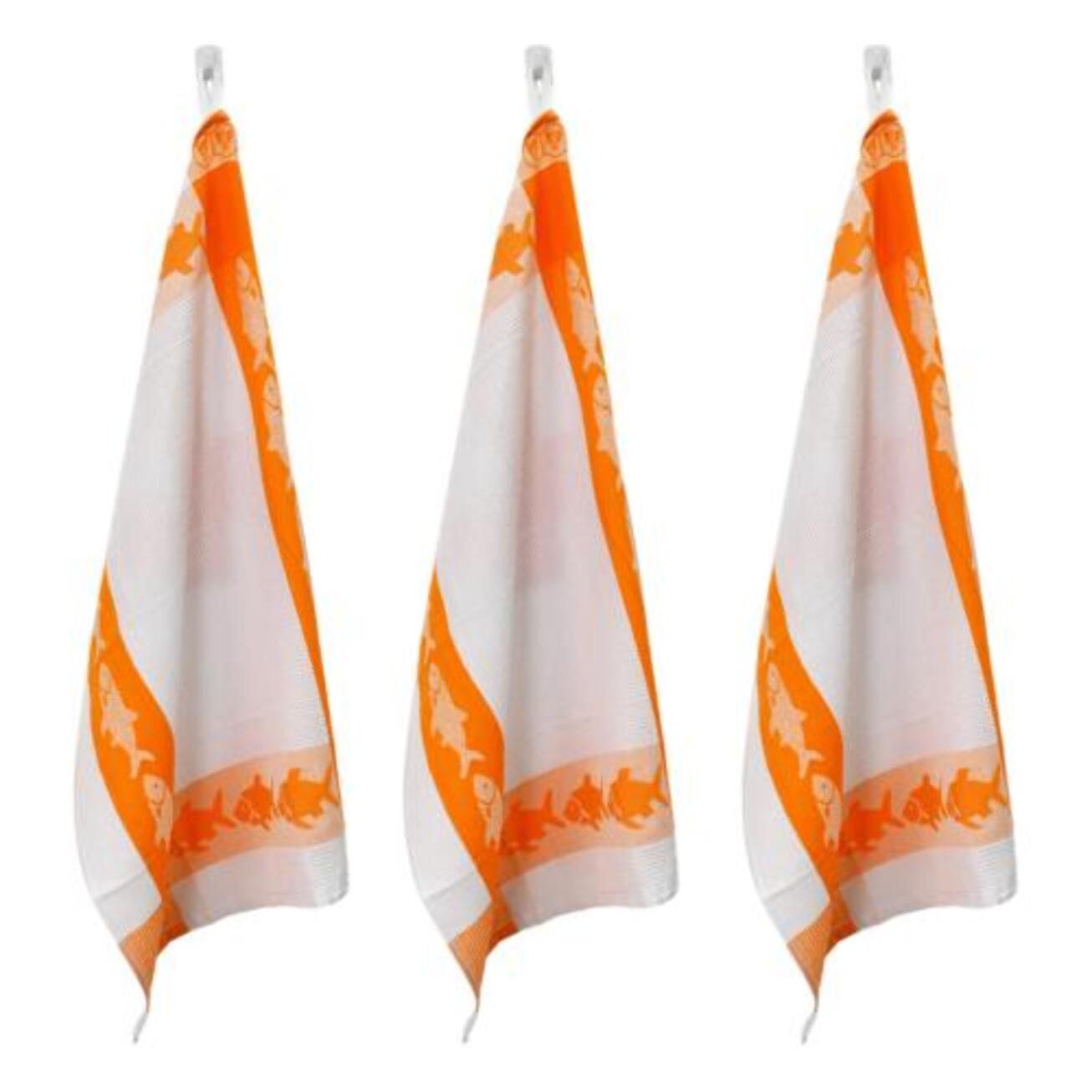Lot de 3 torchons nid d'abeilles 50x70cm orange -  "Carré"