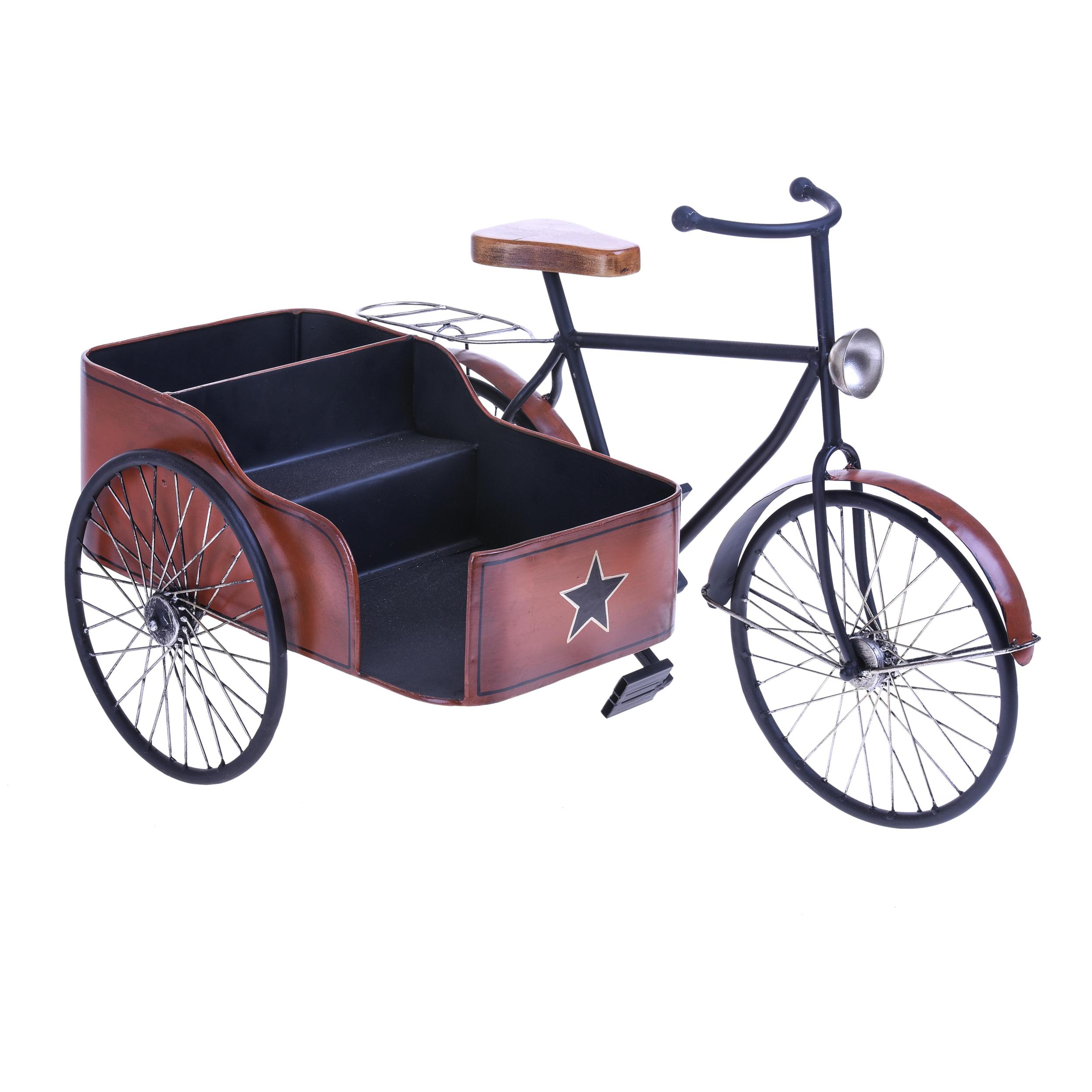 Bici Sidecar Con Contenitore. Larghezza 58 Cm - Pezzi 1 - 58X37X34cm - Colore: Altro - Bianchi Dino - Decori Casa E Complementi