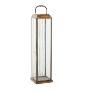Lanterna Herslev media in vetro e metallo effetto ottone antico 12x12x49 cm