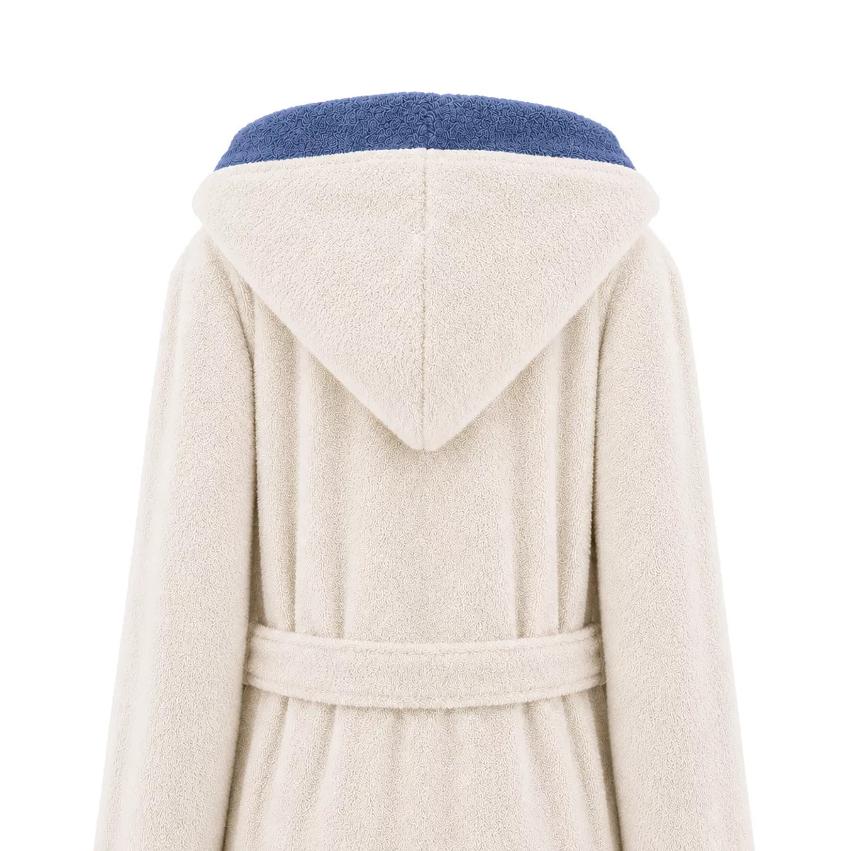 Peignoir a capuche pur coton 380 g/m² uni bleu ecru Club blanc casse