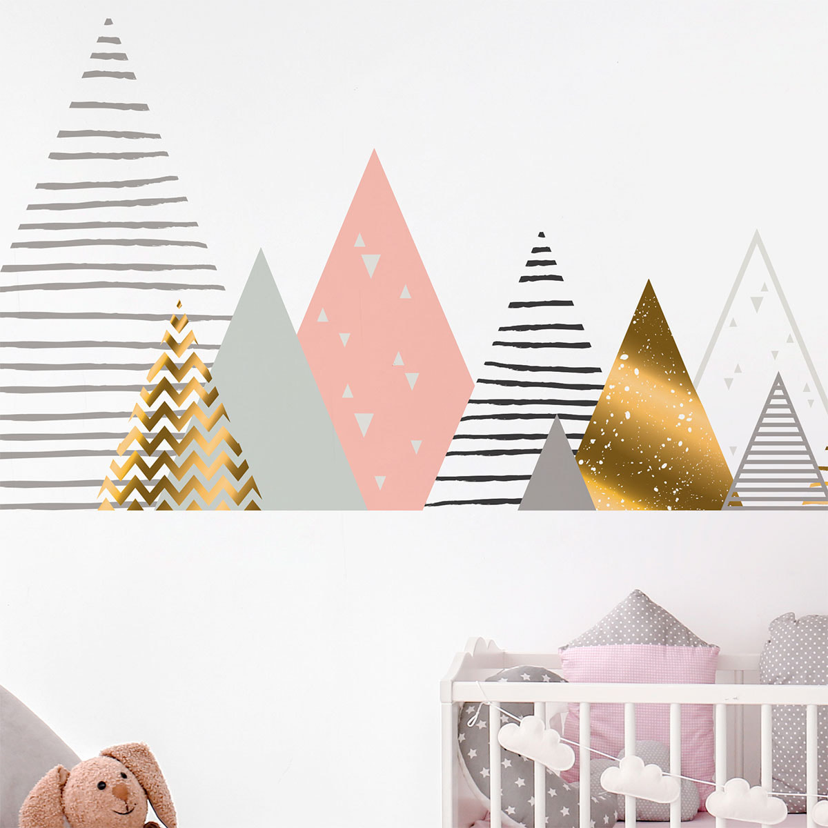 Stickers muraux enfants - Décoration chambre bébé - Autocollant Sticker mural géant enfant montagnes scandinaves KALINKA