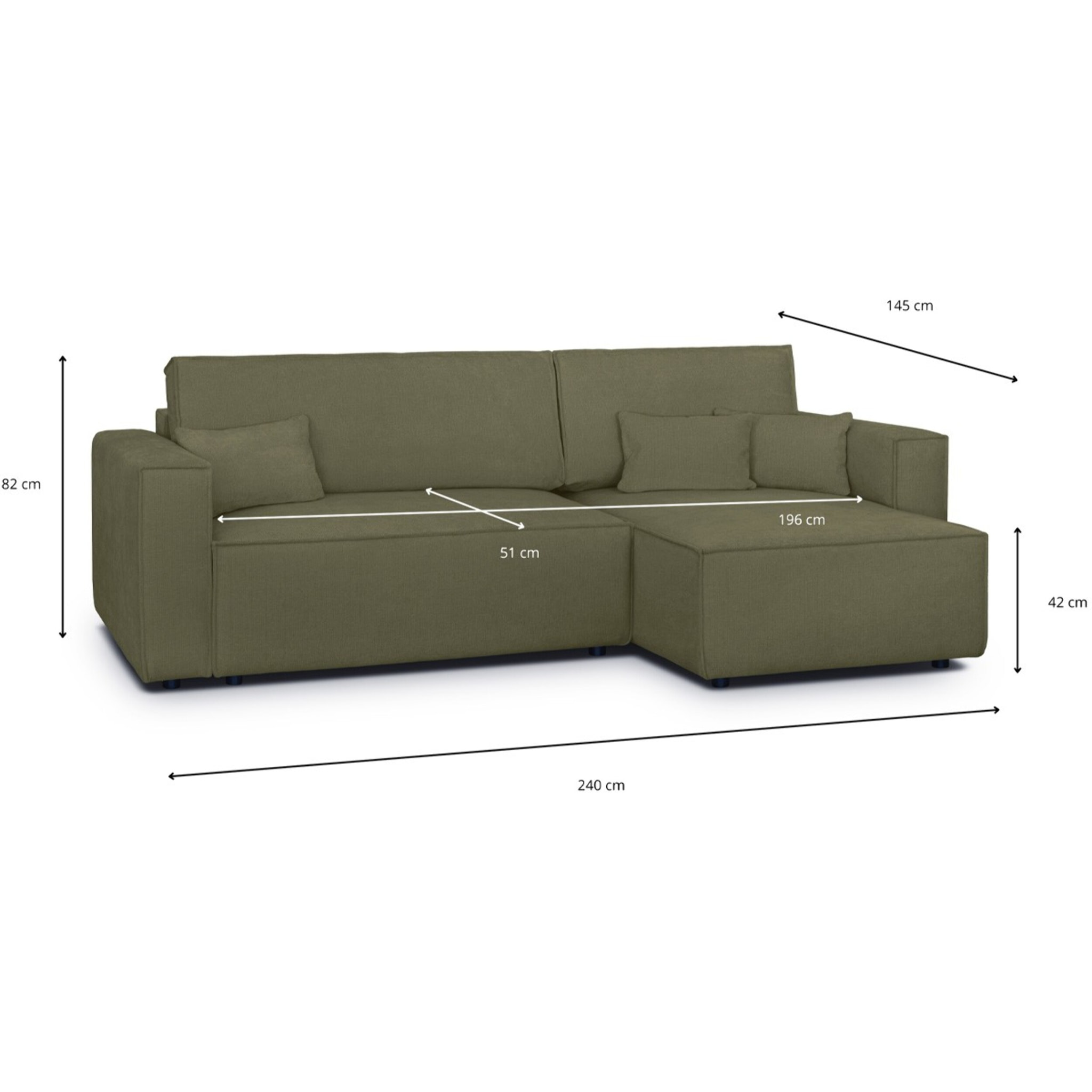 Canapé d'angle convertible 4 places en tissu chenille - LIVIA