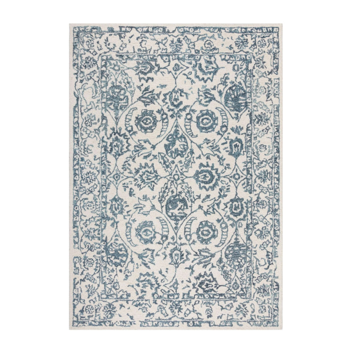Tapis en laine YASMIN Ivoire/Bleu
