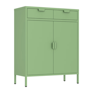 Credenza metallo 2 ante e 2 cassetti 80x38x110cm verde salvia - Pop