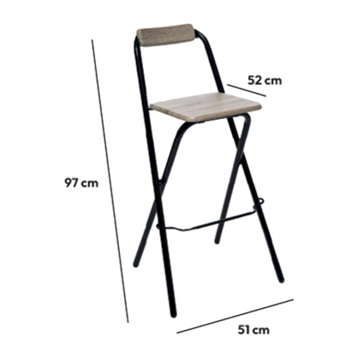 Chaise de bar pliante Effêt chêne naturel Louna