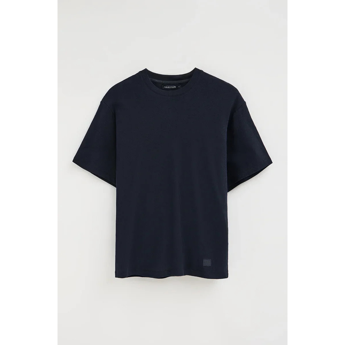 Maglietta cotolino blu marino a maniche corte con logo Polo Club