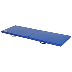 Tapis de gymnastique yoga pilates fitness pliable portable grand confort 180L x 60l x 5H cm revêtement synthétique bleu