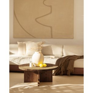 Pack de 2 tables basses rondes en bois massif ton noyer 80x80cm Hauteur: 30 Longueur: 80 Largeur: 80