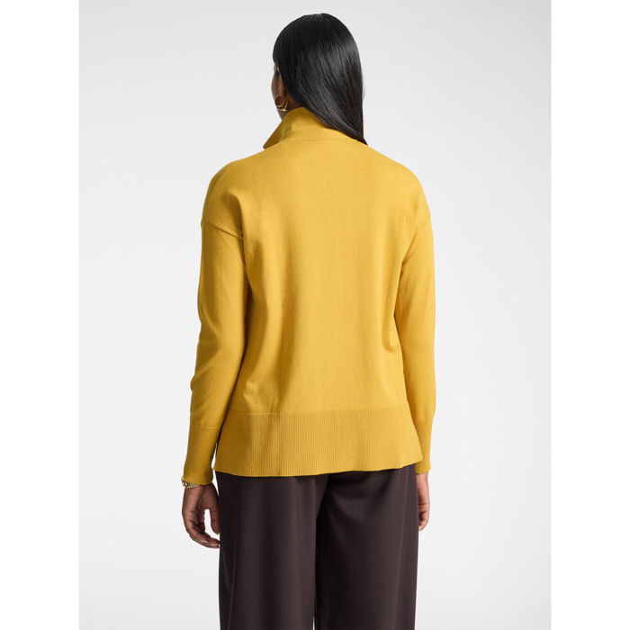 Elena Mirò - Maglia polo in viscosa con bottoni gioiello - Giallo
