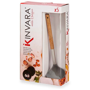 SET 5 UTENSILIOS COCINA madera y acero inox.