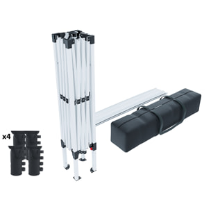 Gazebo Pieghevole Impermeabile 3 x 3 M Da Giardino Con 4 Sacche Pesi Sacca Trasporto Chiusura Fisarmonica Struttura Acciaio Copertura 160 gr/m² Bianco