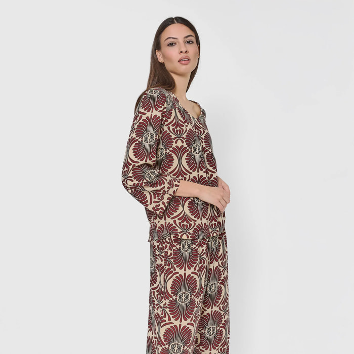 Completo midi in viscosa rosso barbara