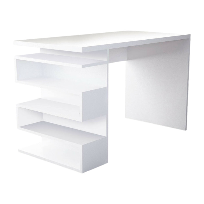 Scrivania Kate, Scrittoio multiuso, Tavolo per ufficio porta PC, Piano di lavoro, 120x60 h75 cm, Bianco