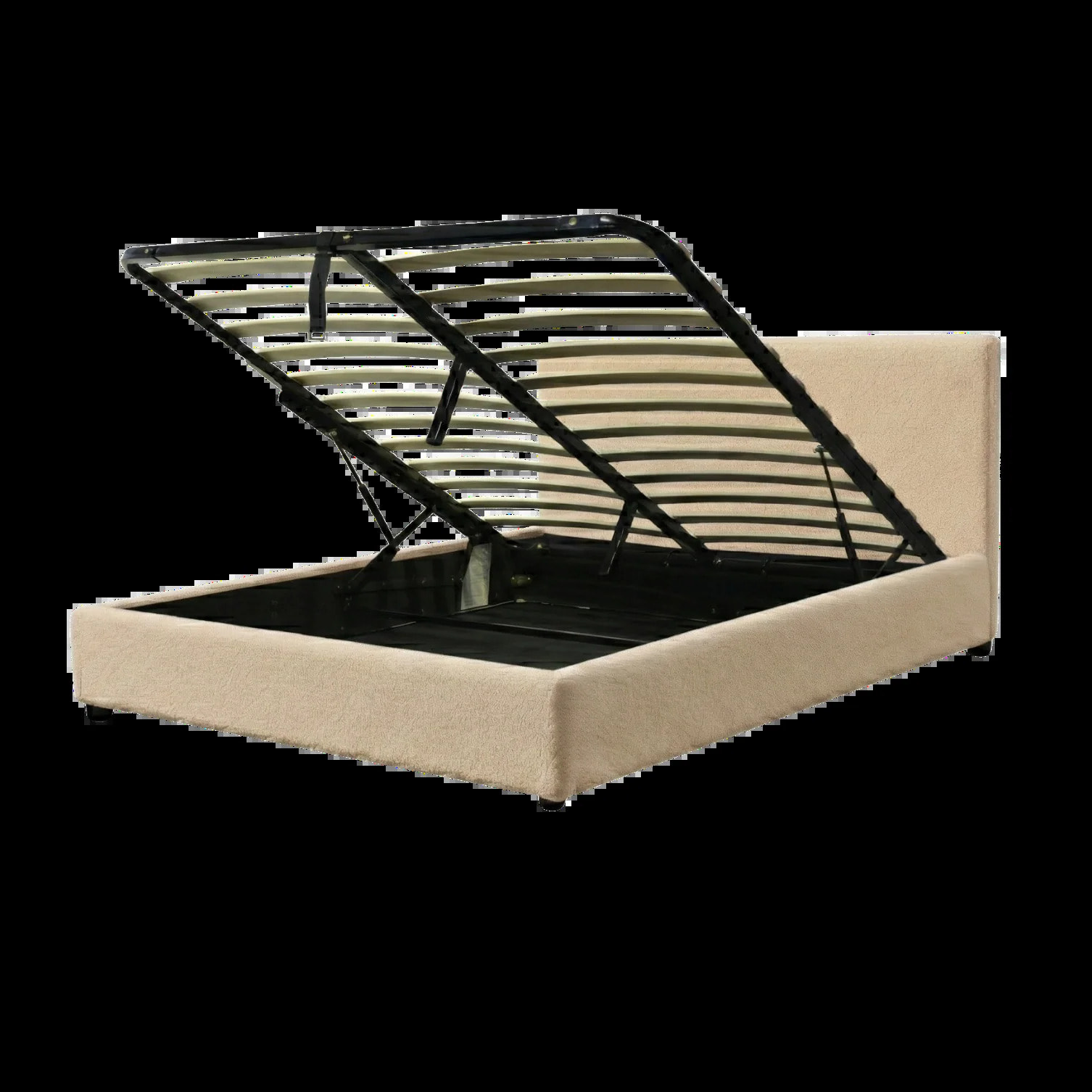 Ensemble matelas Bali & lit coffre Colisée | Mémoire de forme et ressorts ensachés | Grande capacité de stockage | Velours côtelé | Beige